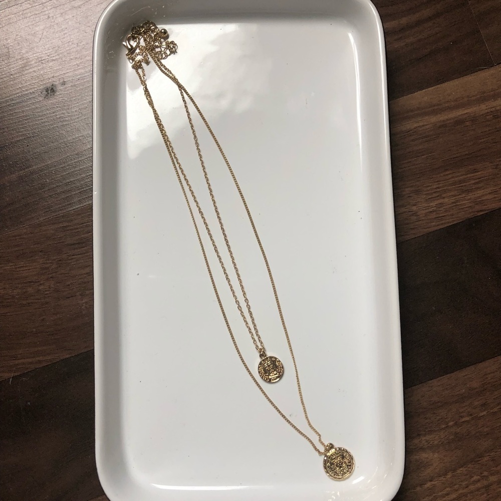 Layered gold coin necklace
